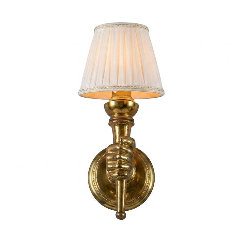 Brass Wall Sconce, Hand-Form Torch — French Art Deco Style, 1930s
