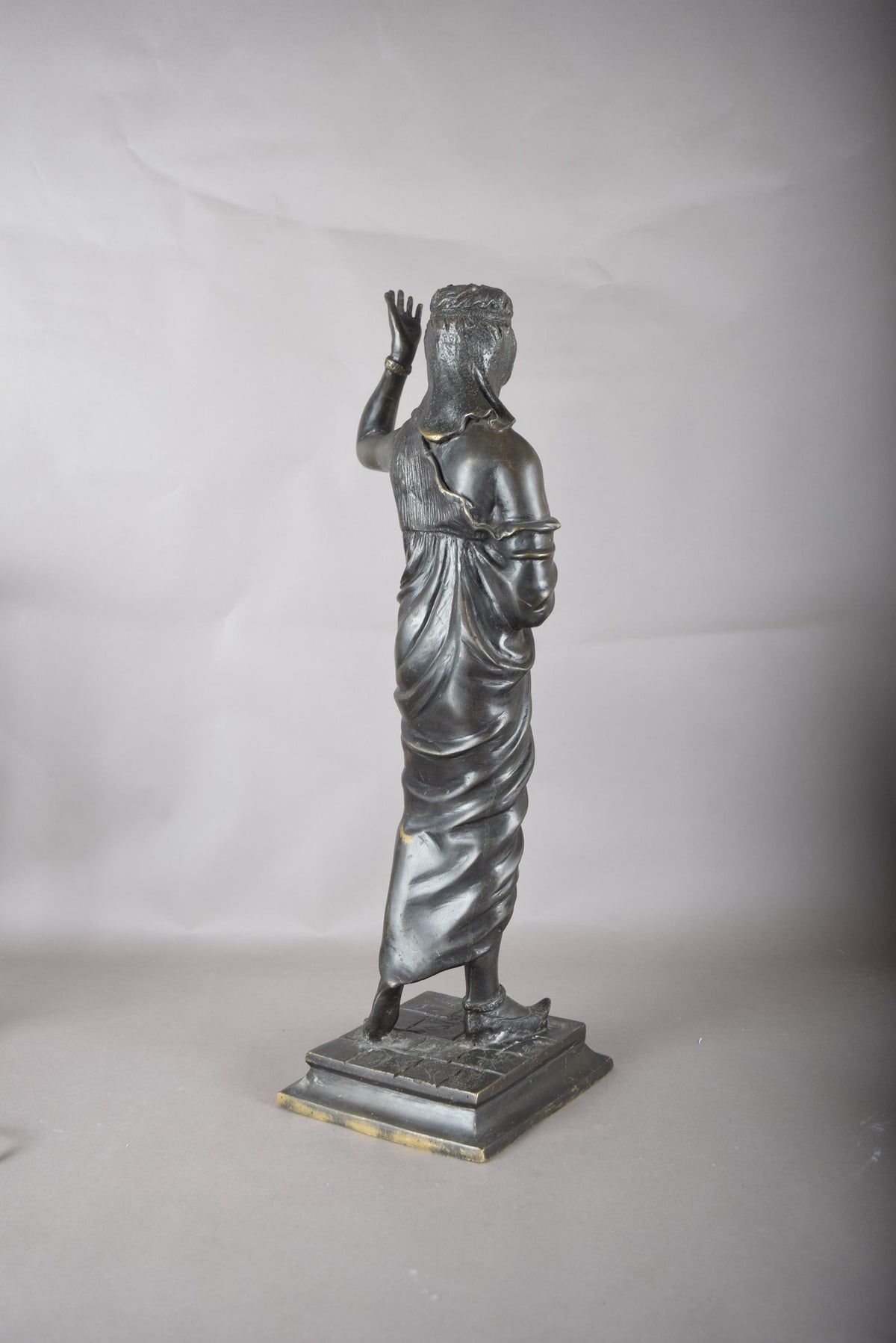 Vintage Patinated Cast-Metal Sculpture, Egyptian-Style Female Figure