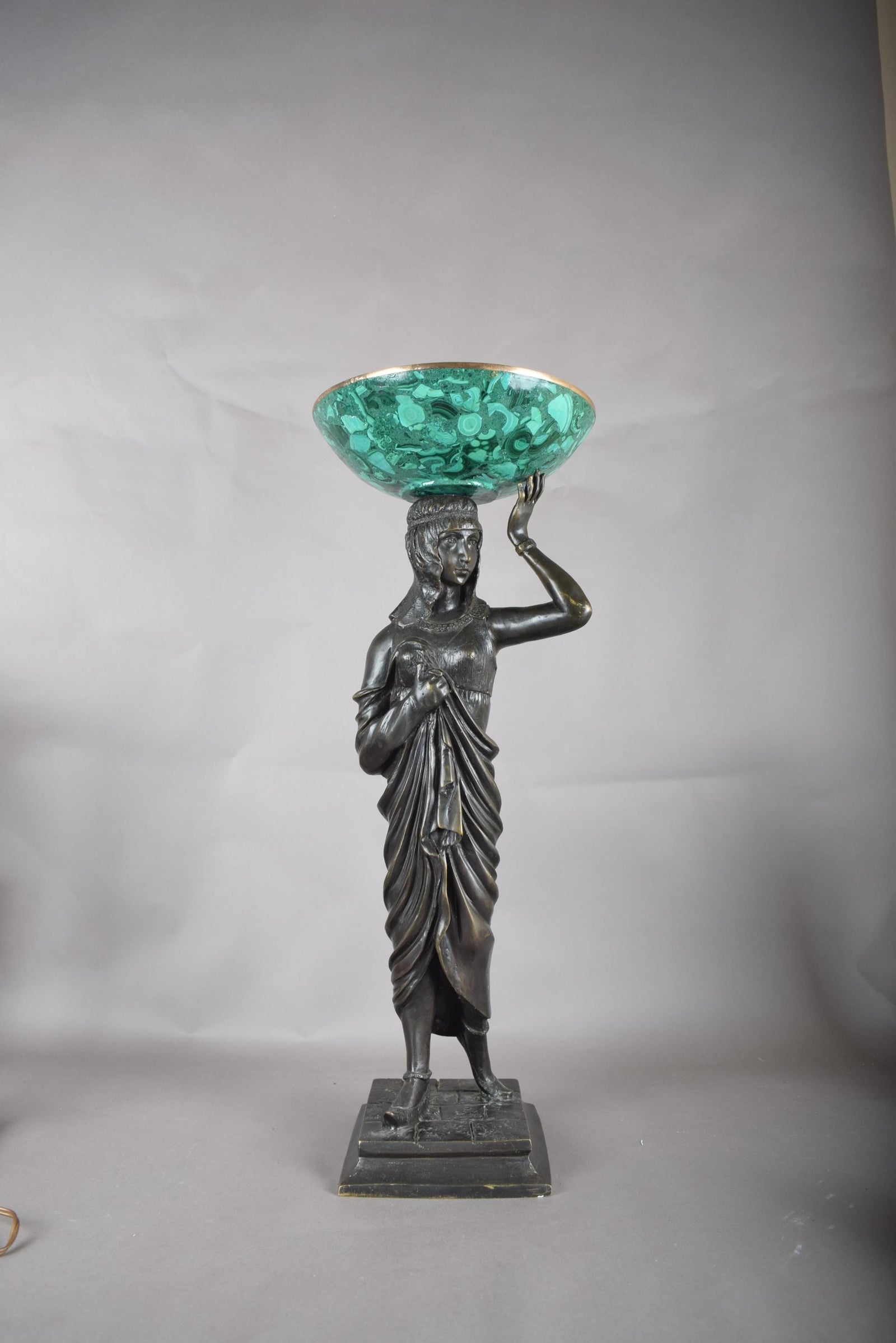 Large Patinated Bronze or Spelter Sculpture, Egyptian-Style Female Figure, 1920s