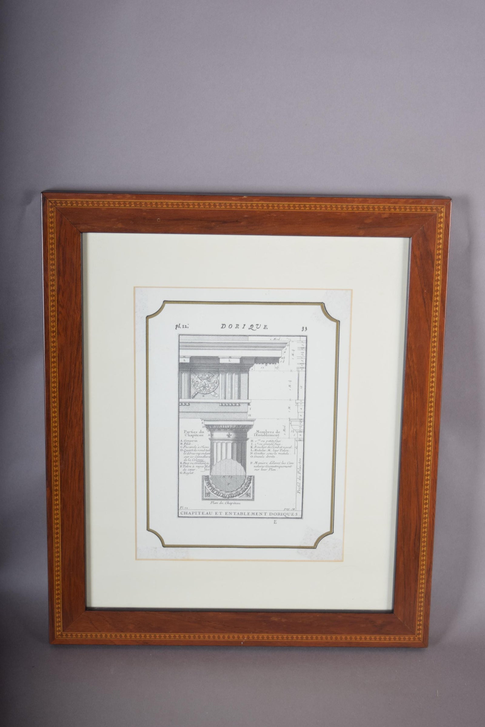 Set of 4 Vintage Architectural Engravings, Framed | Classical Column Studies, 19th Century | Neoclassical Wall Art, Wooden Frames
