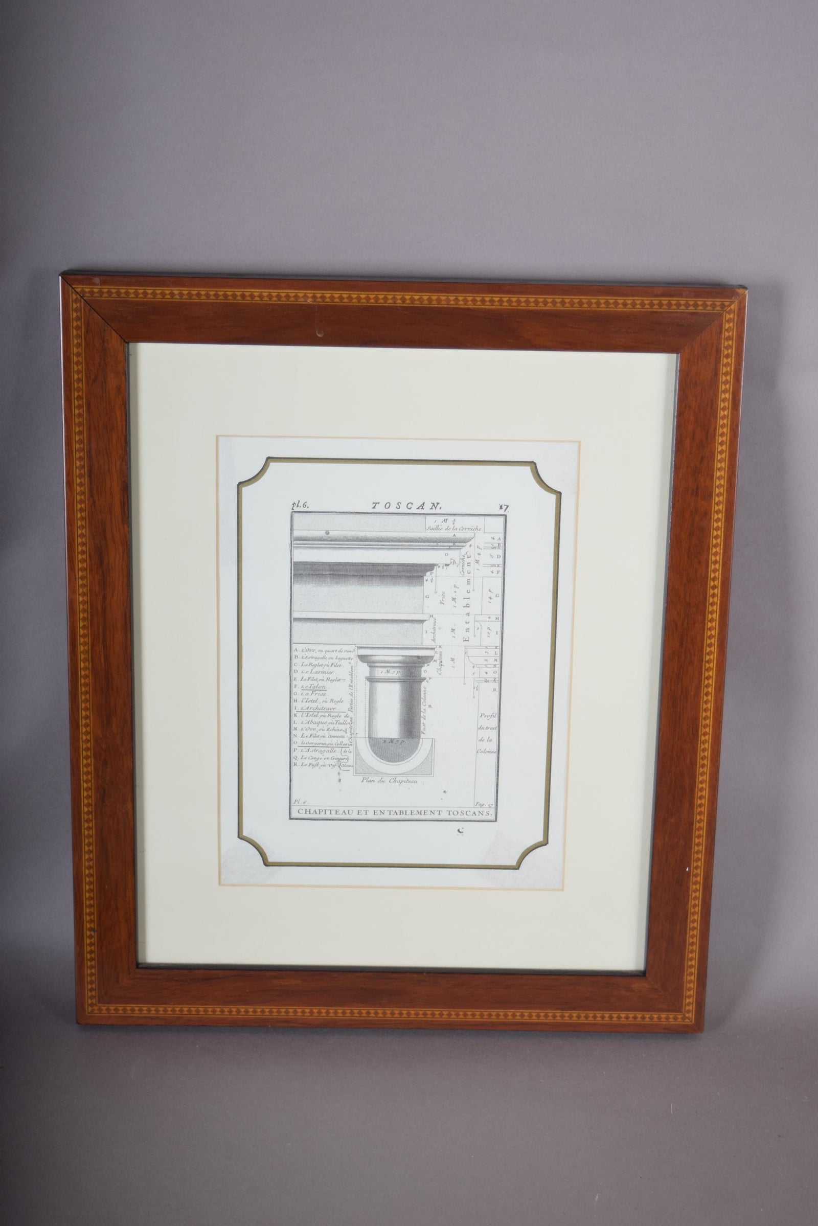 Set of 4 Vintage Architectural Engravings, Framed | Classical Column Studies, 19th Century | Neoclassical Wall Art, Wooden Frames