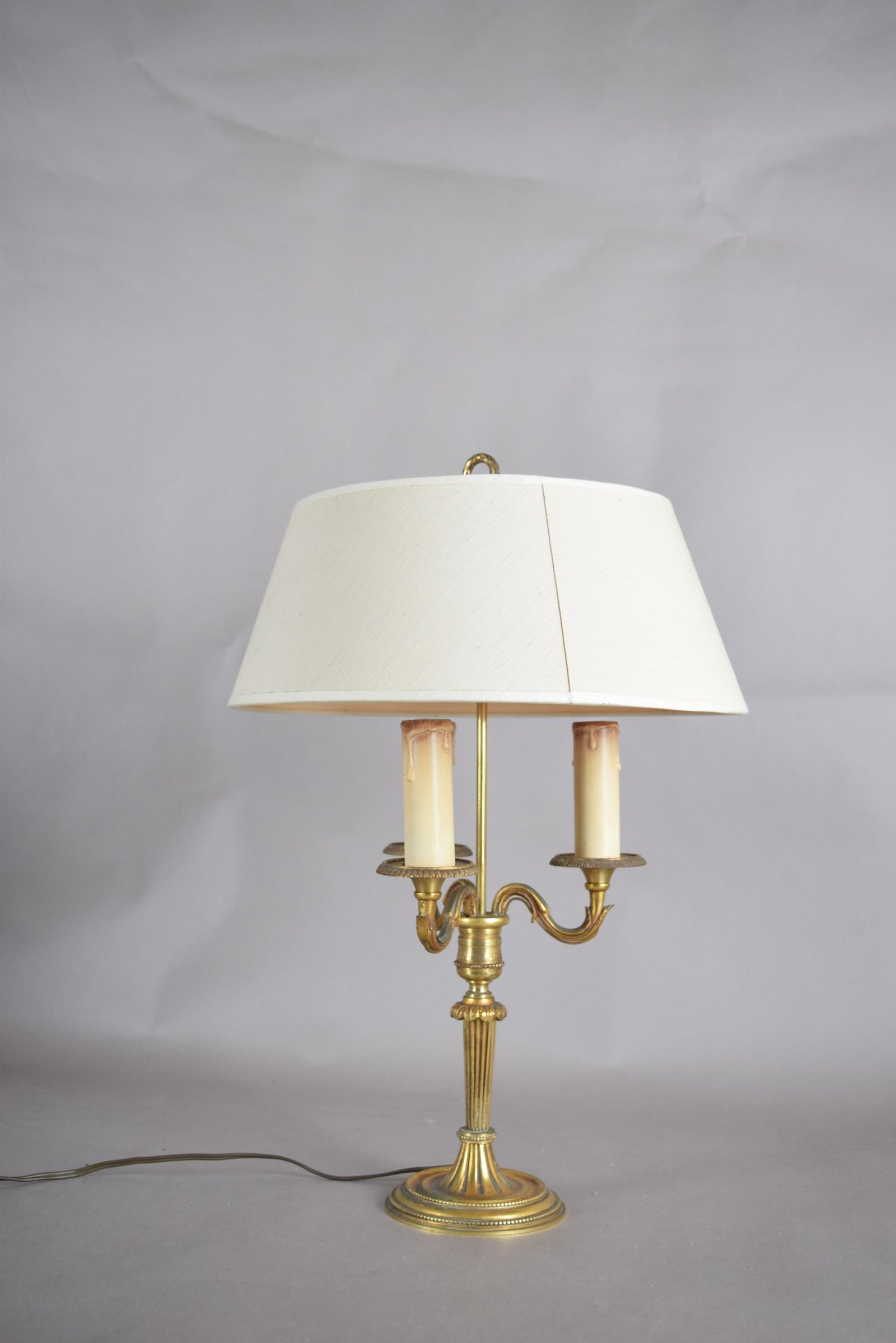 French Bouillotte Lamp, Gilt Brass Three-Arm Candelabra Base, Louis XVI Style, 1950s