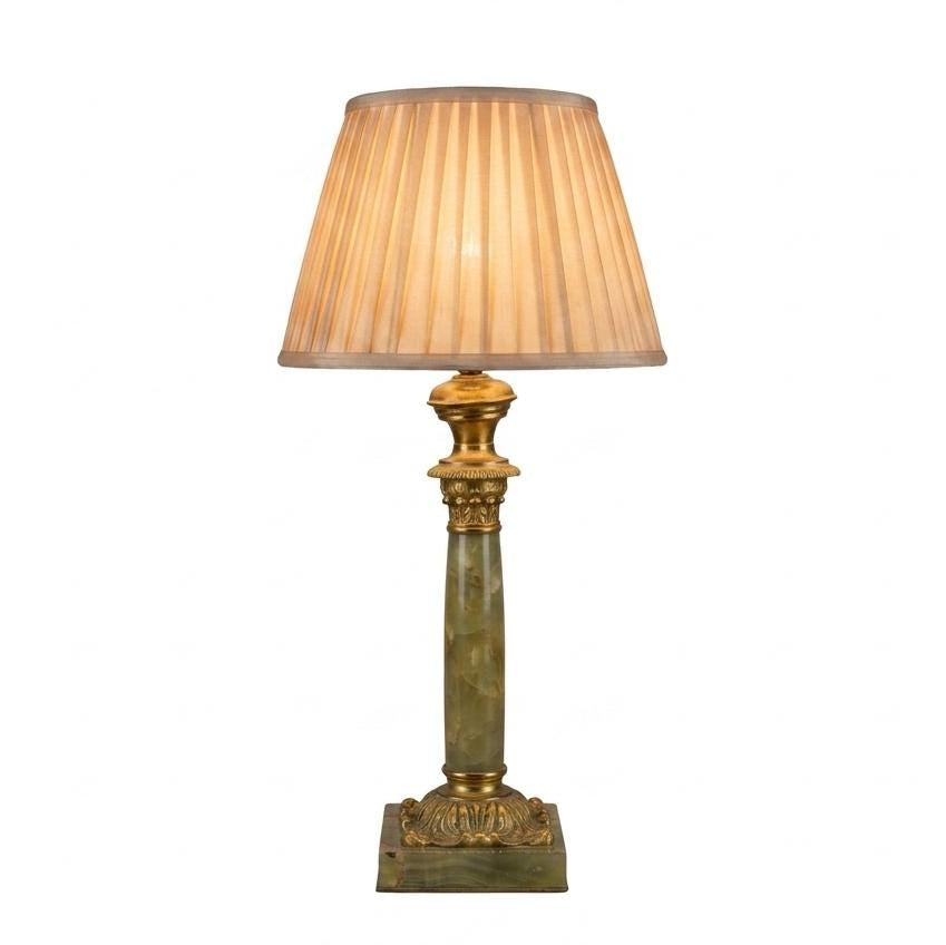 Vintage Onyx & Gilded Bronze Corinthian Column Lamp | Neoclassical Hollywood Regency Lighting | Circa 1930s