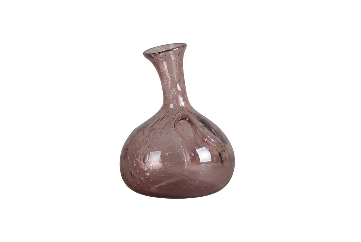 Vintage Amethyst Bullicante Bubble Glass Vase, Hand Blown, Murano Style, 1990s