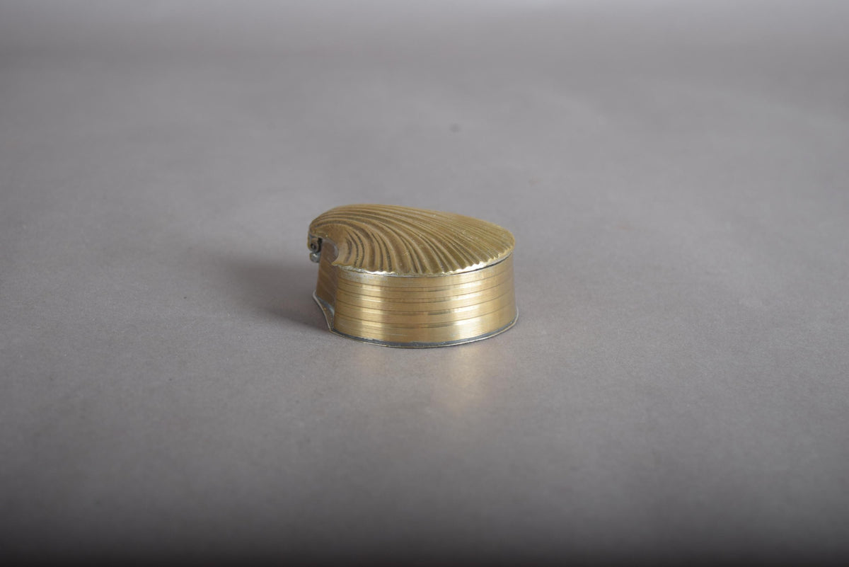 Vintage Brass Pill Box, Small Hinged Keepsake Case