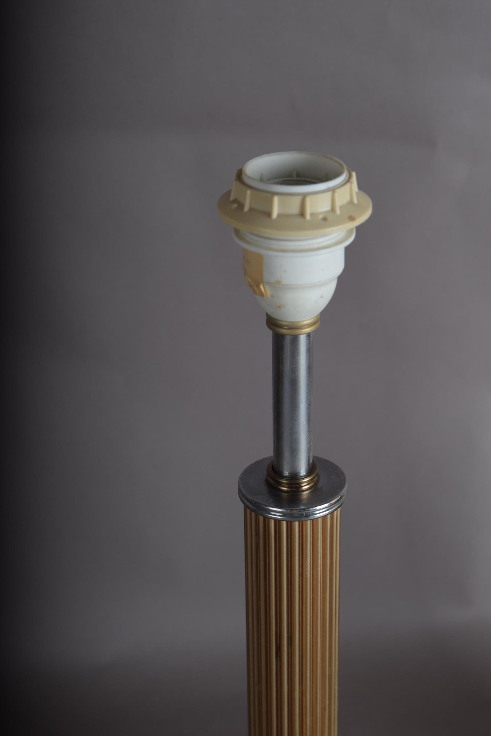 Pair of Mid-Century Modern Style Metal Table Lamps, Fluted Column, 1980s