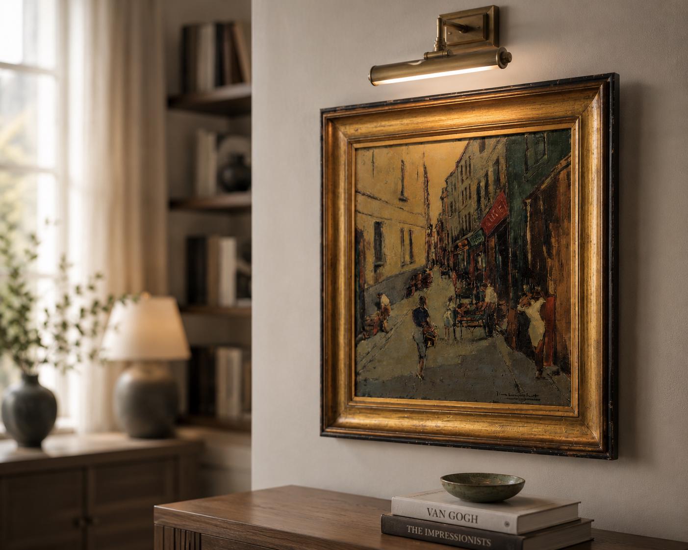 Signed Oil on Canvas, Parisian Street Scene — Rue Quincampoix, Impressionist Style, 1950s
