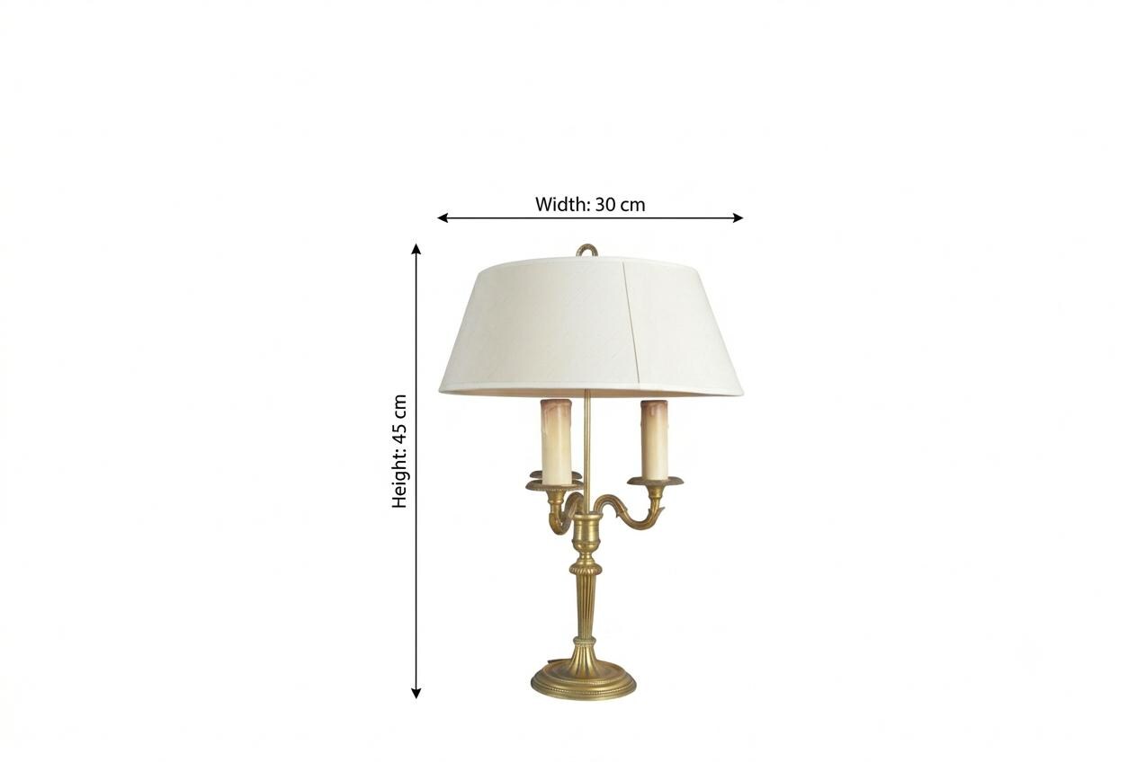 French Bouillotte Lamp, Gilt Brass Three-Arm Candelabra Base, Louis XVI Style, 1950s