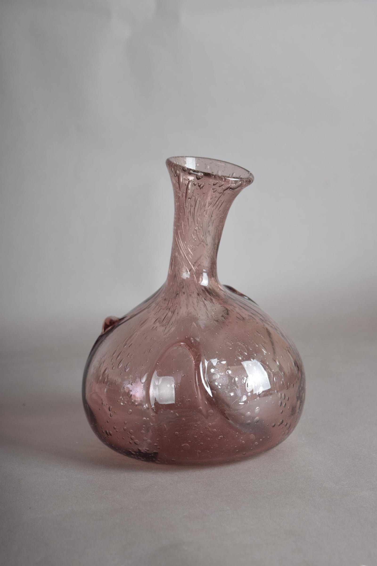 Vintage Amethyst Bullicante Bubble Glass Vase, Hand Blown, Murano Style, 1990s