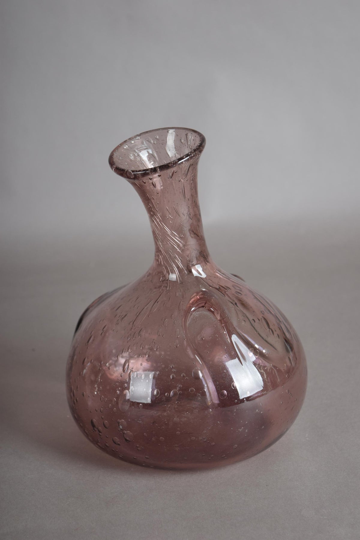 Vintage Amethyst Bullicante Bubble Glass Vase, Hand Blown, Murano Style, 1990s