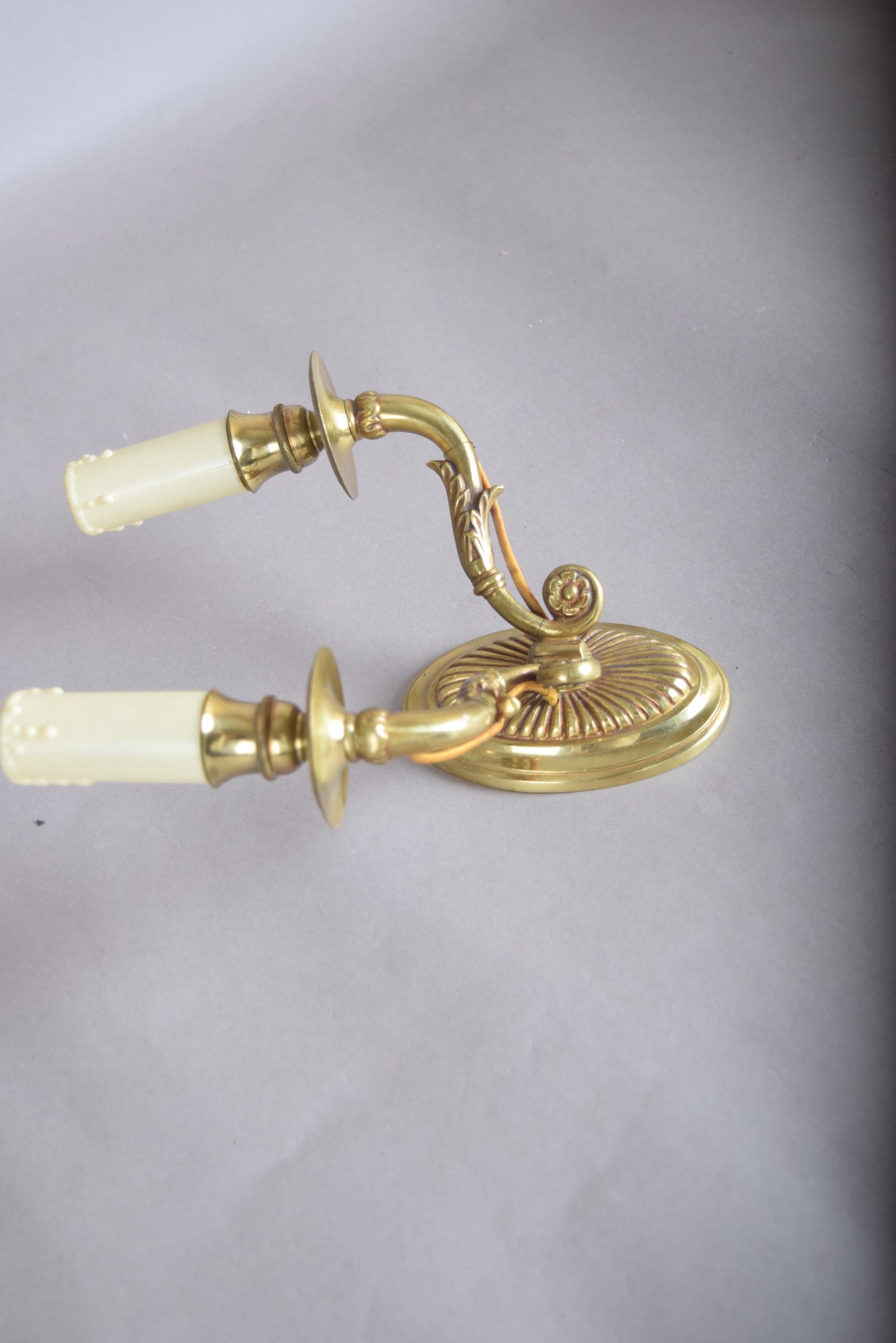 Pair of Brass Double-Arm Wall Sconces, French Empire Style, 1950s