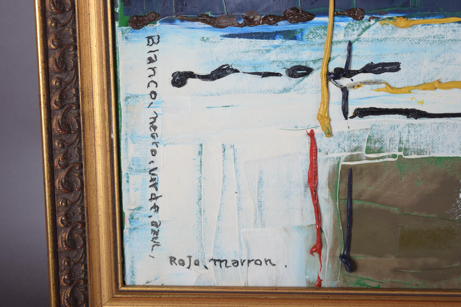 Signed Contemporary Abstract Oil Painting "Cromatismo" by M. Miota, Valencia, Framed Color Field Artwork
