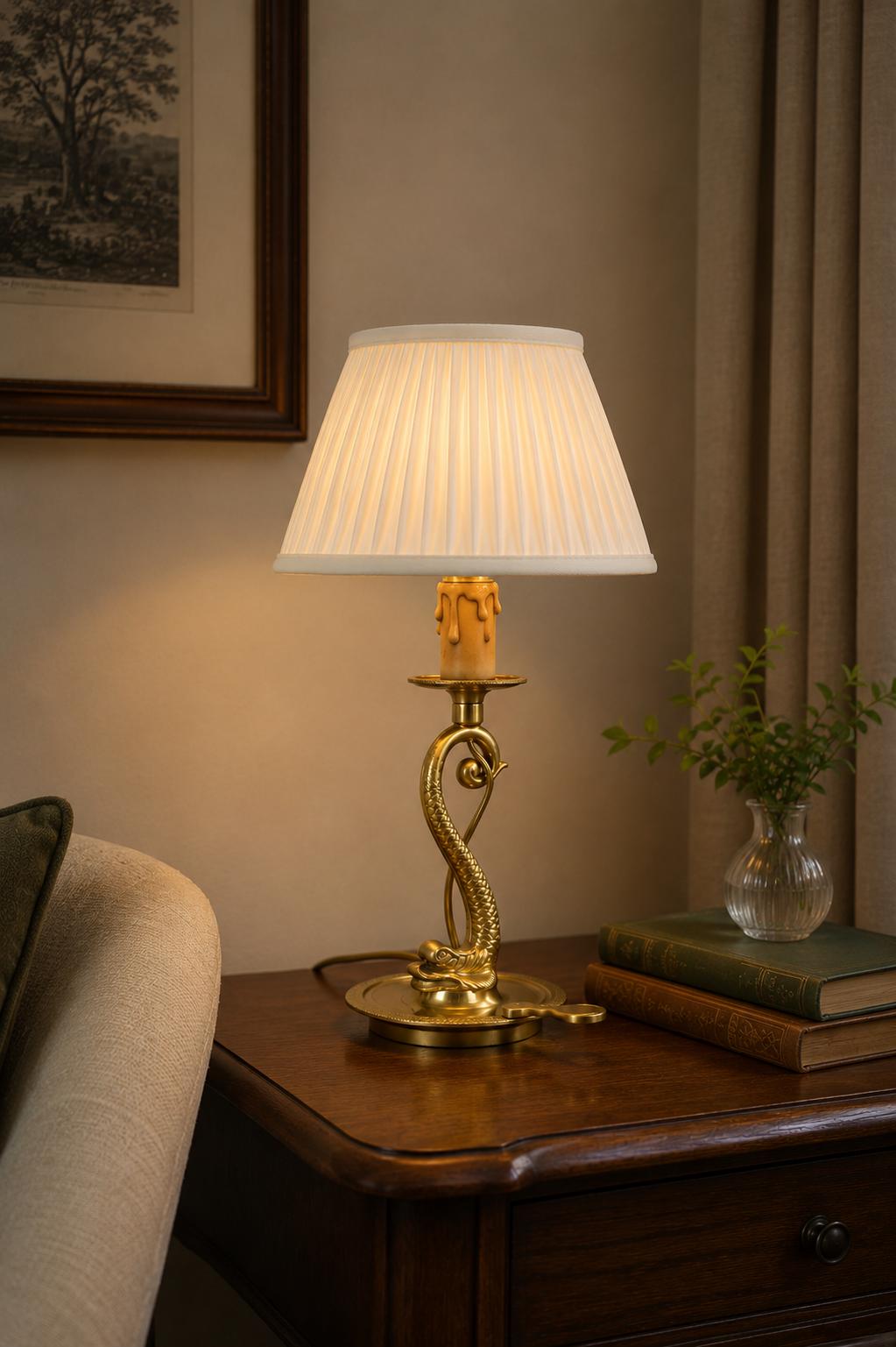 Vintage Brass Dolphin Table Lamp, Hollywood Regency Style, Sculptural Sea Creature Form, 1930s