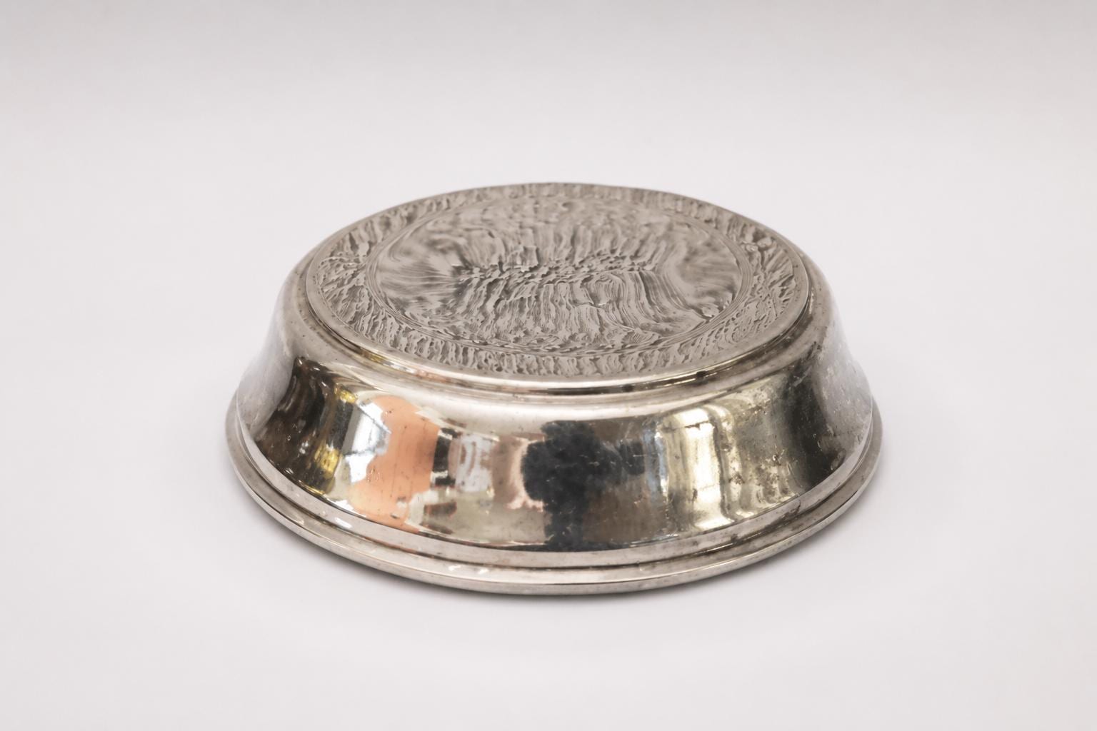 Vintage Silver-Plated Footed Dish with Lid, Embossed Swirl Design, 1970s