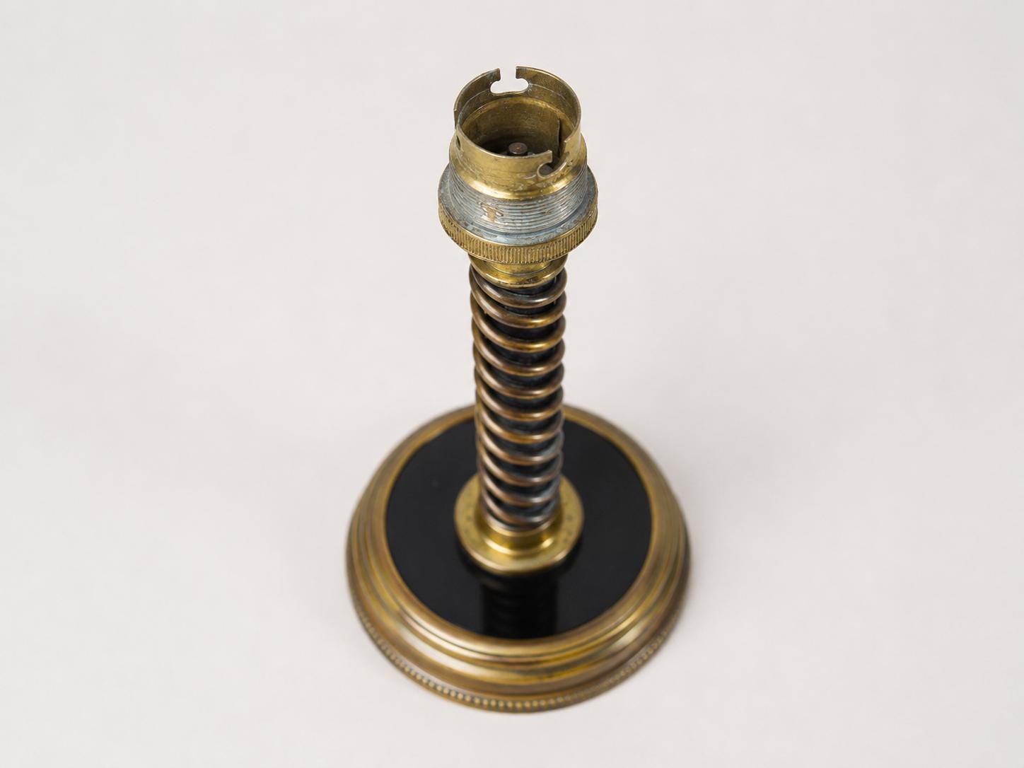 Vintage Brass Table Lamp Base, Art Deco Style, Spring Detail, Ready to Use, 1920s