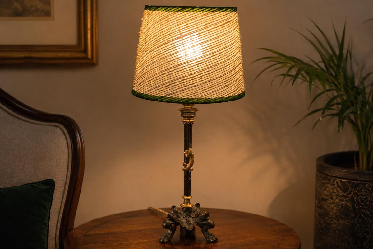 Bronze Candlestick Converted to Lamp, Salamander Motif, Style of Barbedienne, 19th Century