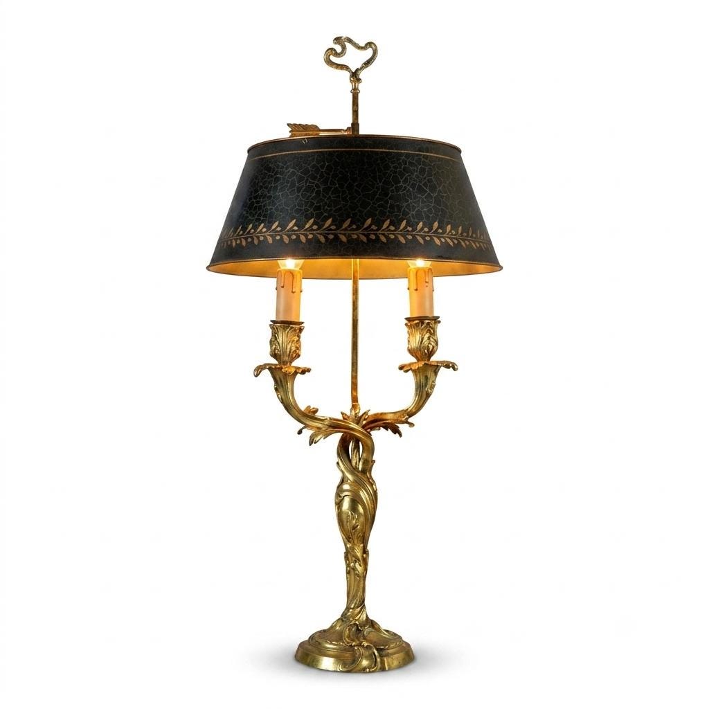 Antique Bronze Bouillotte Lamp, Louis XV Style — French, 19th Century