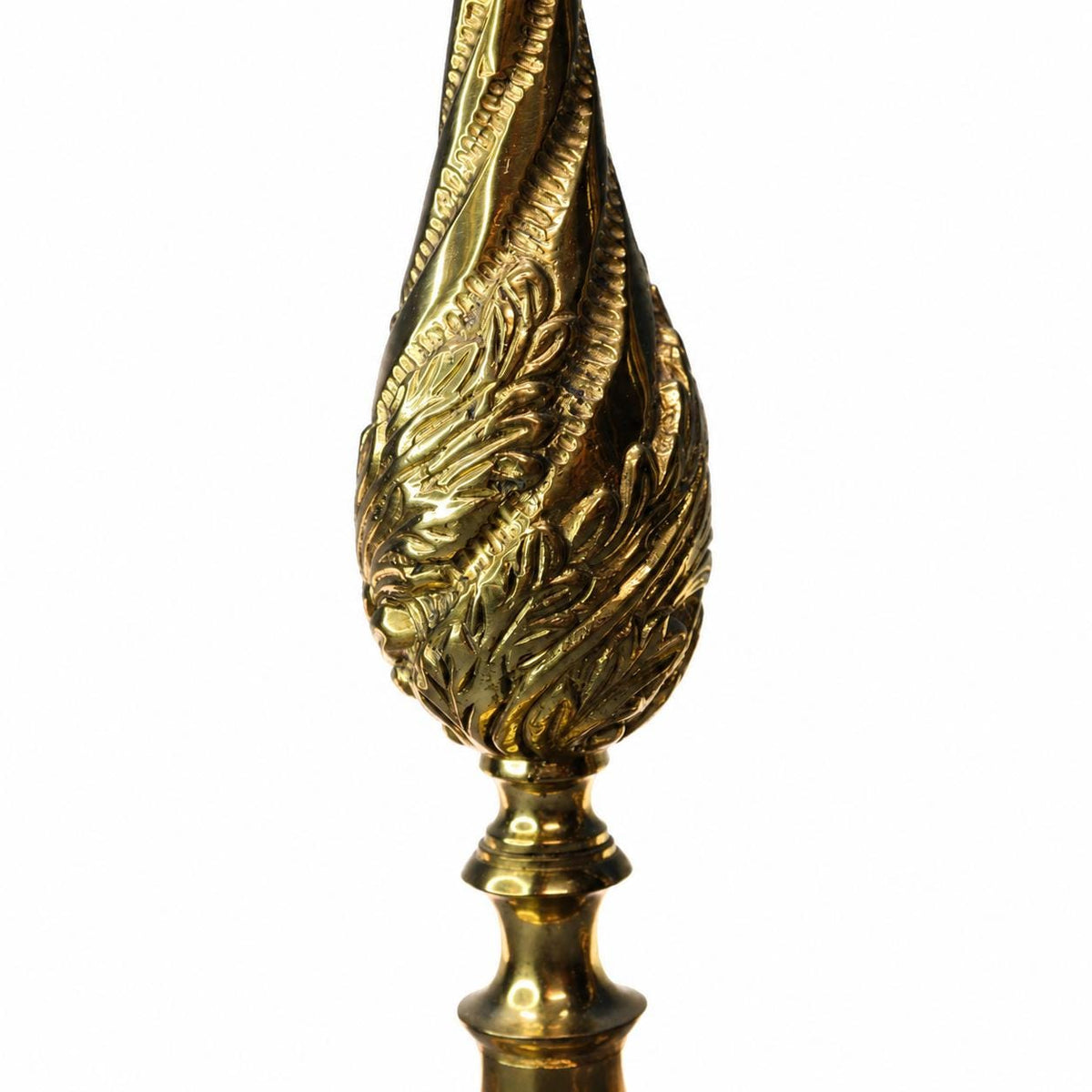 Victorian Style Gilt Brass Candlestick Lamp Pair, Twist-Carved Stem — Mid-20th Century