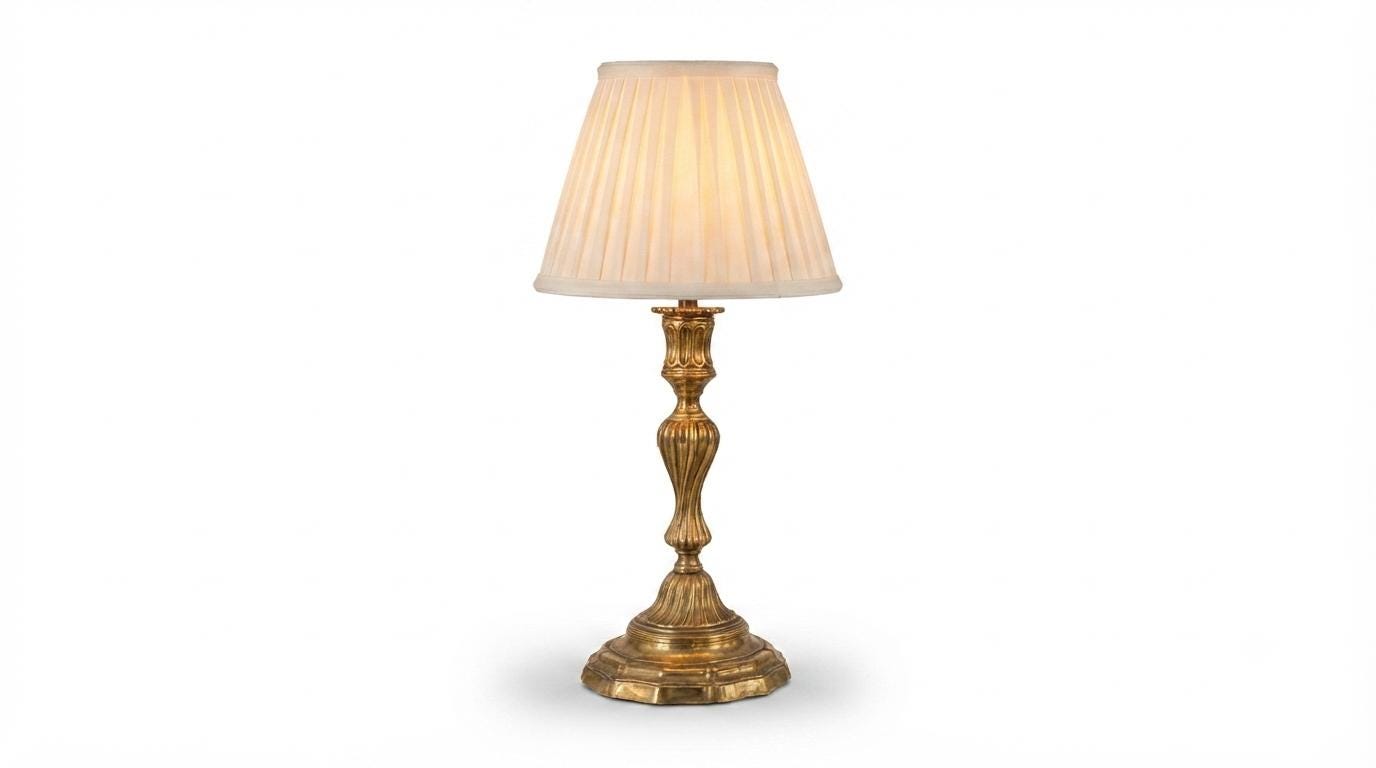 Vintage Solid Brass Table Lamp, Fluted Column, Stepped Circular Base, Classic Vintage Lighting, Circa 1950s