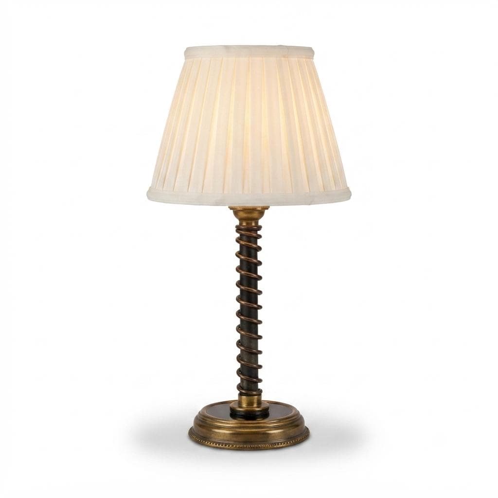 Vintage Brass Table Lamp Base, Art Deco Style, Spring Detail, Ready to Use, 1920s