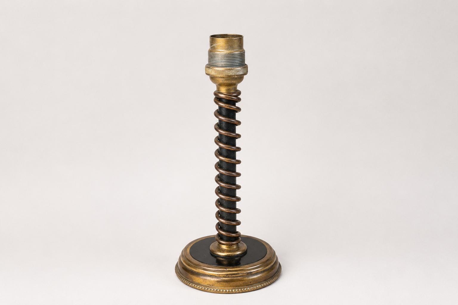 Vintage Brass Table Lamp Base, Art Deco Style, Spring Detail, Ready to Use, 1920s