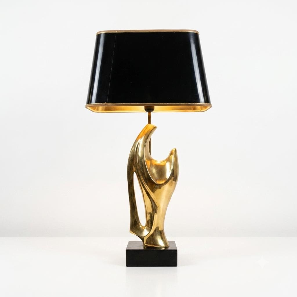 Brass Sculptural Table Lamp, Hand-Form Figure — French Modernist Style, 1970s