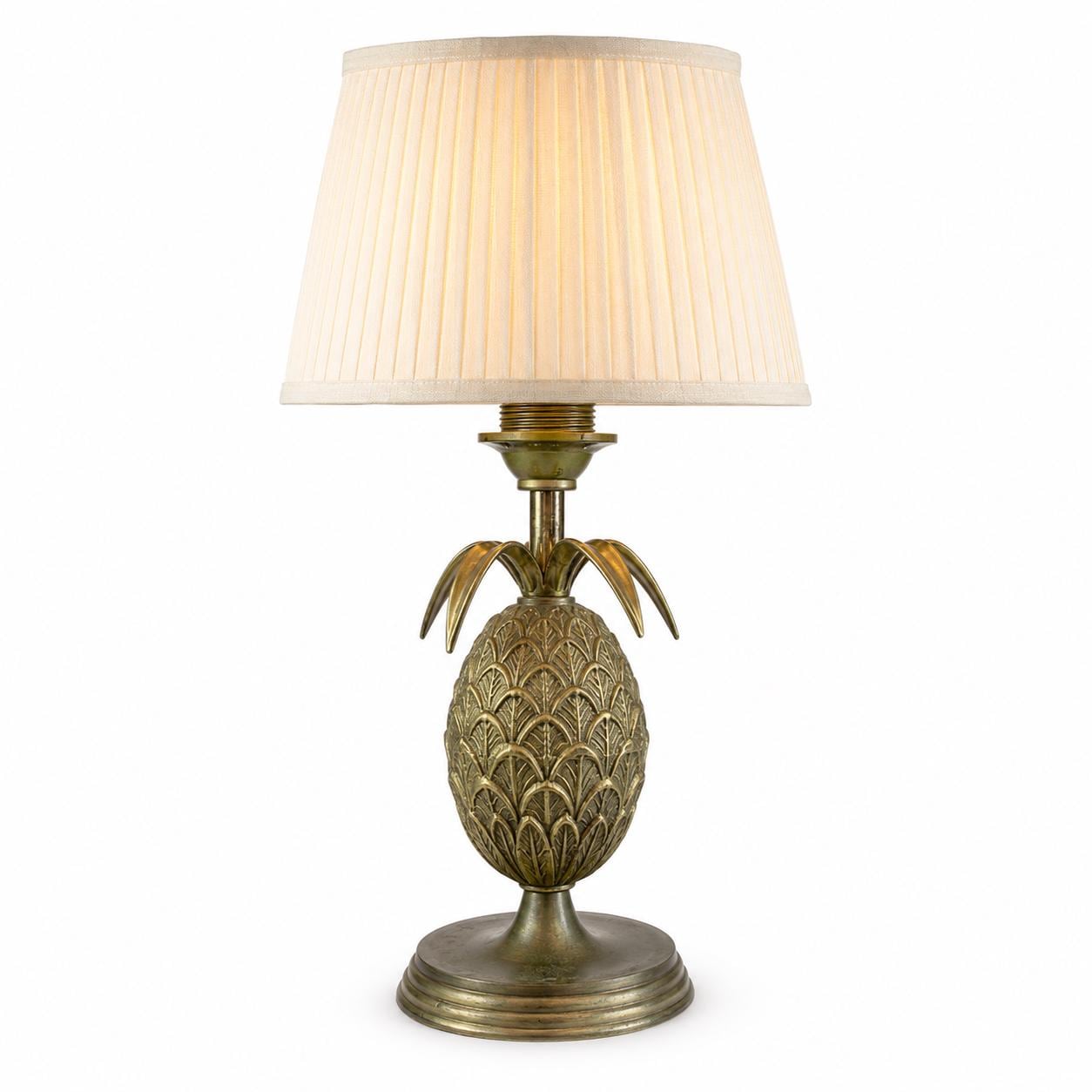 Bronze Pineapple Table Lamp Base, Maison Jansen Style, French Decorative Column Lamp