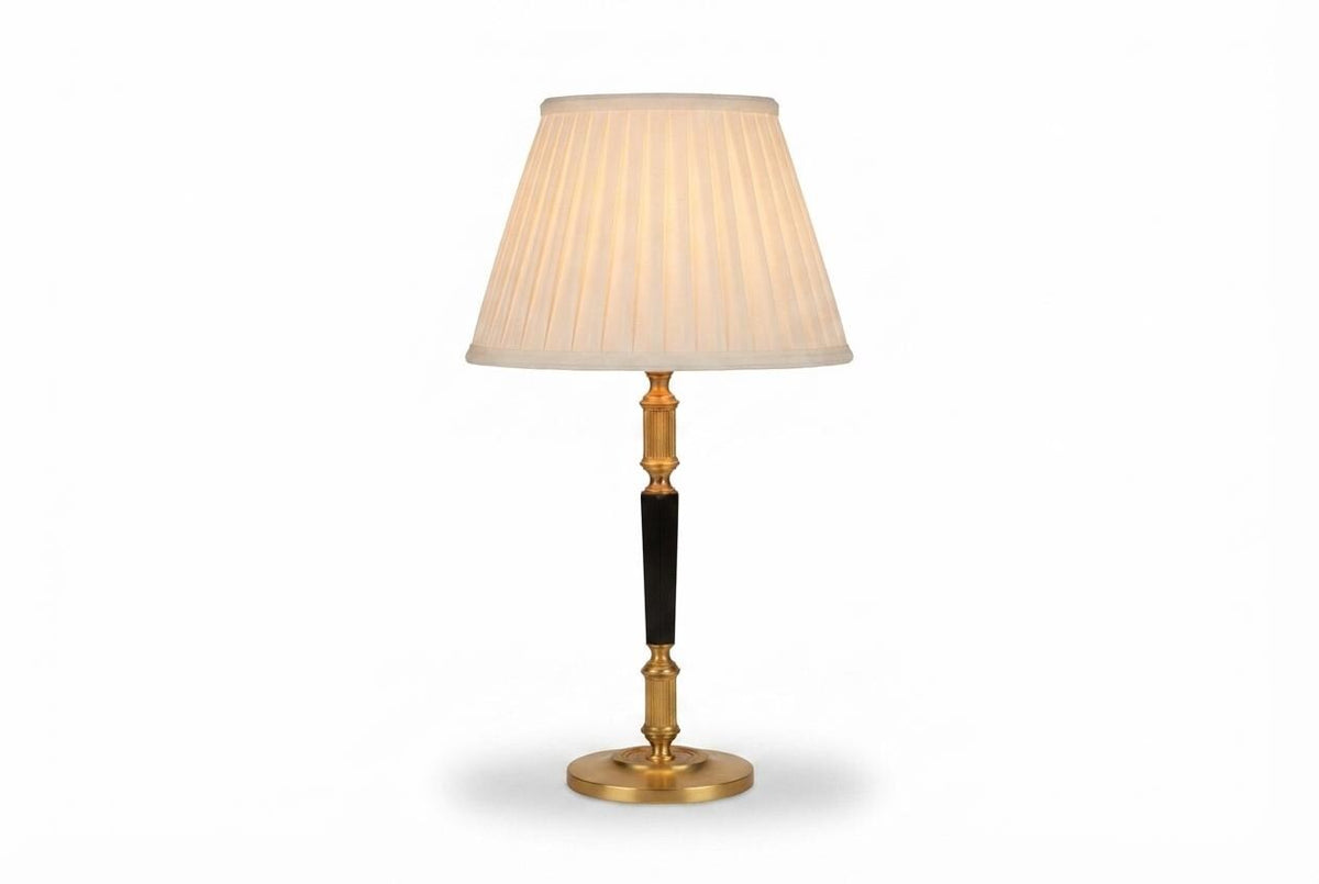 Mid-Century Gilded Brass Desk Lamp with Pleated Shade, 1950s