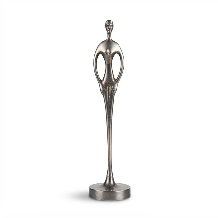 Silver-Toned Metal Abstract Figure Sculpture, Elongated Form, 1970s