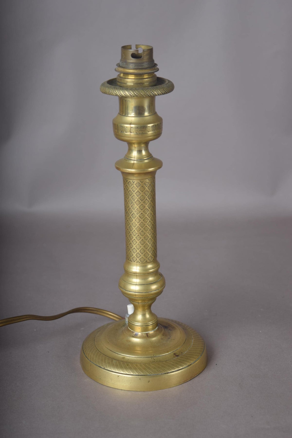 Pair of 19th Century Brass Candlestick Lamps, Antique Candlesticks Converted to Table Lights