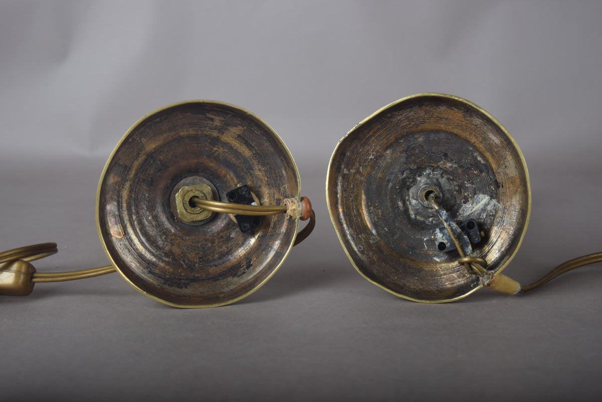 Pair of 19th Century Brass Candlestick Lamps, Antique Candlesticks Converted to Table Lights