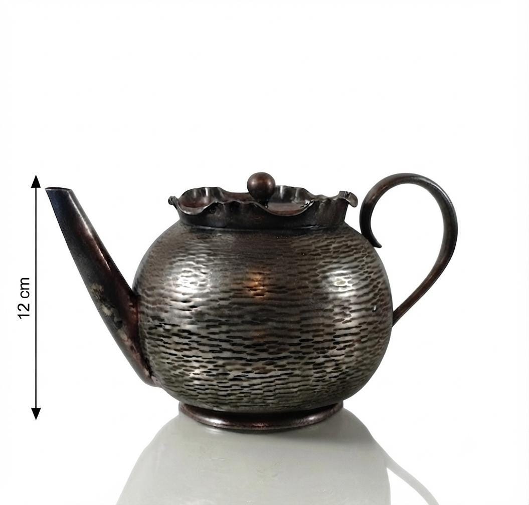 Silver Plated Teapot, Hammered Bachelor Teapot, H.J. Linton Paris, Made in England