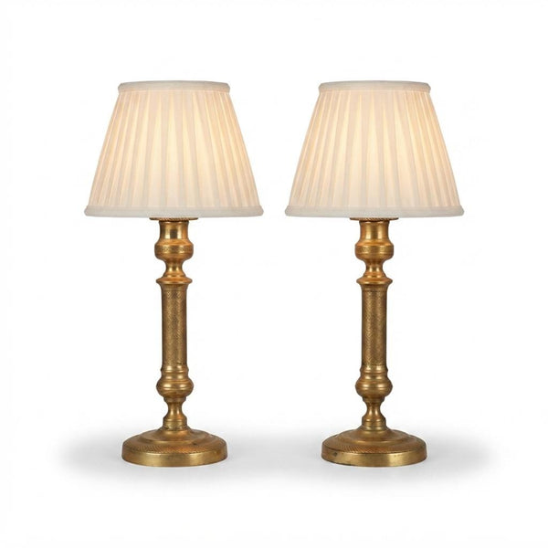 Pair of 19th Century Brass Candlestick Lamps, Antique Candlesticks Converted to Table Lights
