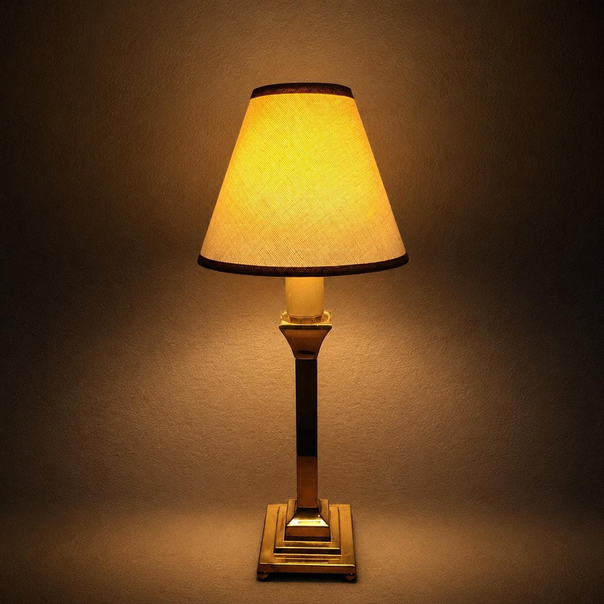 Small Vintage Brass Table Lamp, Fabric Shade, Bedside Nightlight, Vintage Chic
