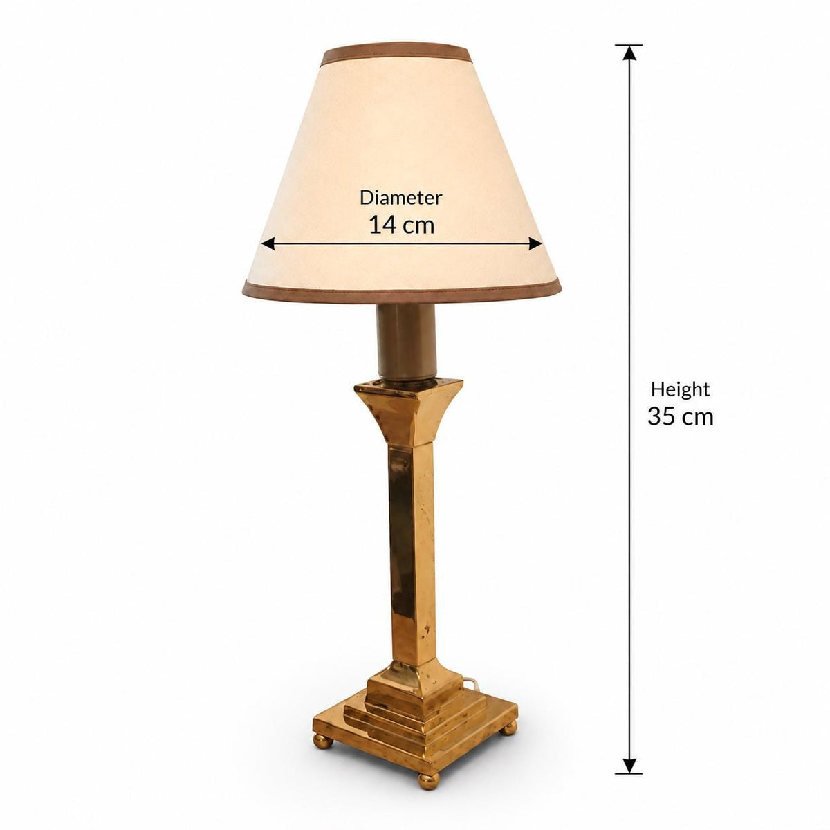 Small Vintage Brass Table Lamp, Fabric Shade, Bedside Nightlight, Vintage Chic