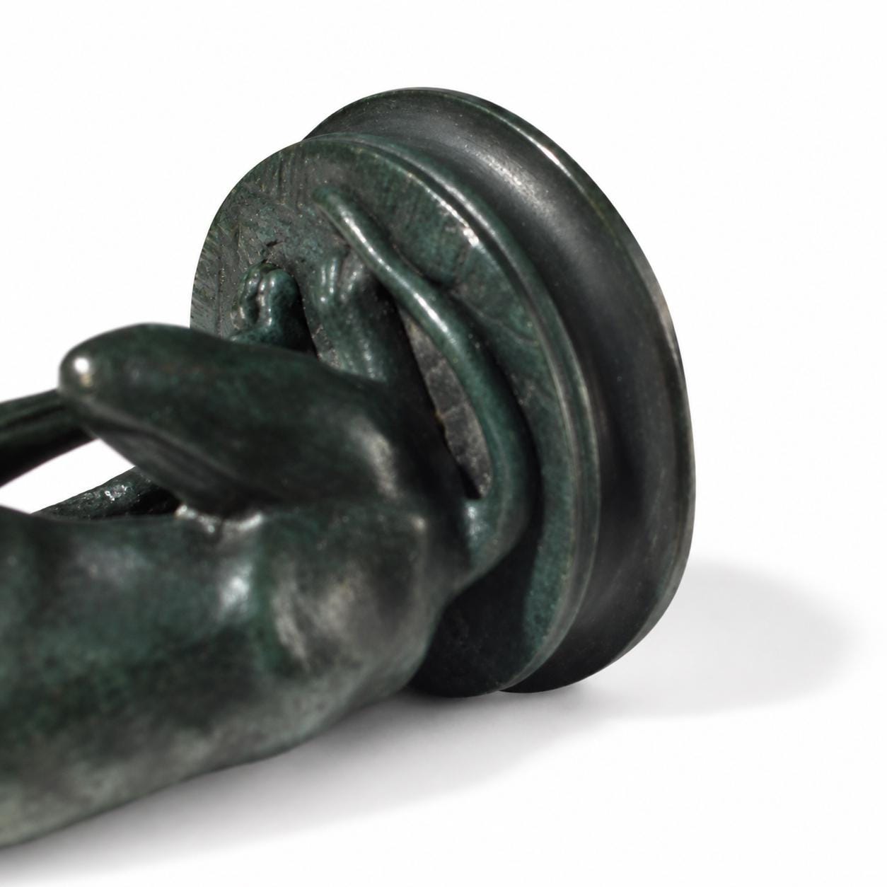 Antique Bronze Sitting Dog Sculpture, Signed Barye, Green Patina — French, Late 19th Early 20th Century