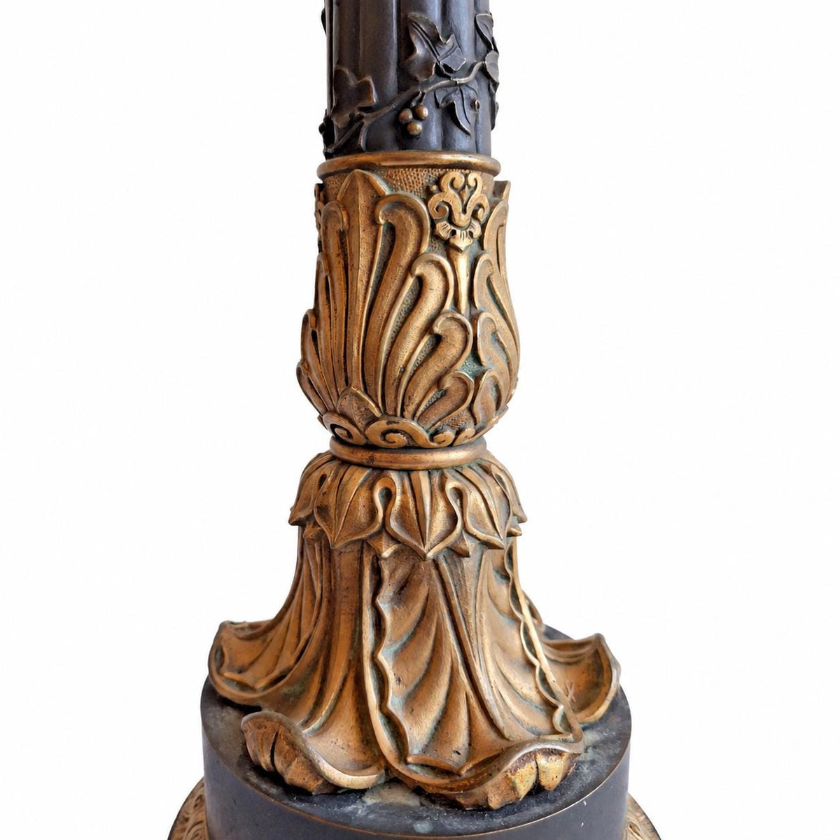 Antique French Bronze Column Table Lamp, Garnier Paris, Restauration Period — France, Early 19th Century