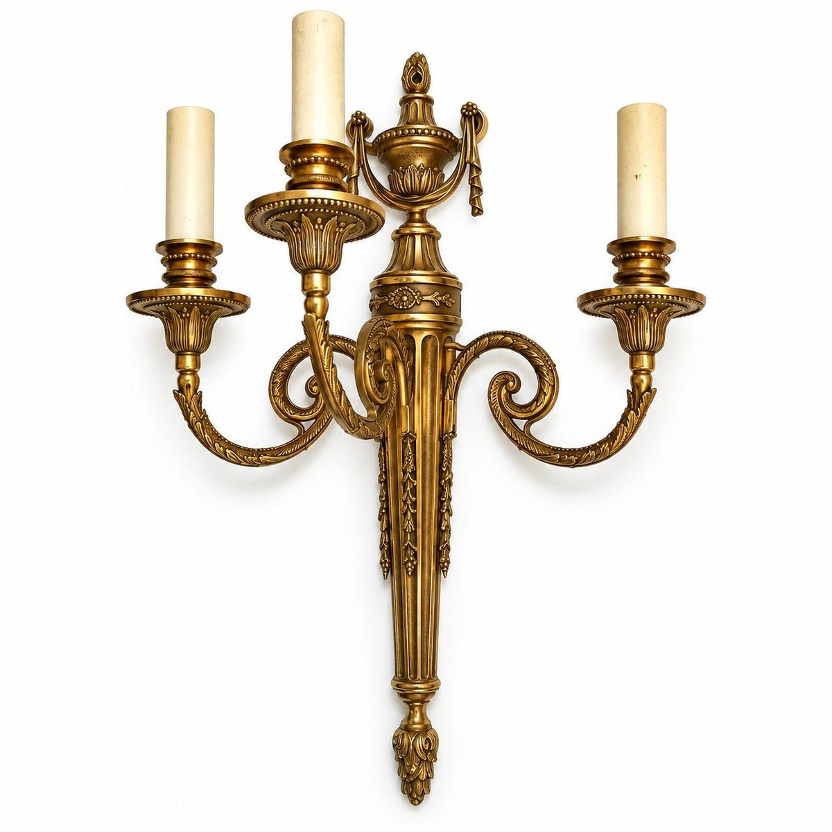 Bronze Wall Sconce, Empire Quiver Form with Three Arms — 20th Century