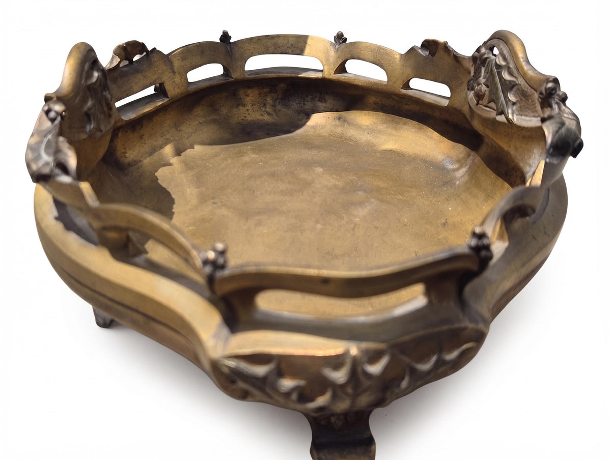 Antique French Art Nouveau Bronze Jardinière, Holly Model, Signed E. Gros — France, Late 19th Century