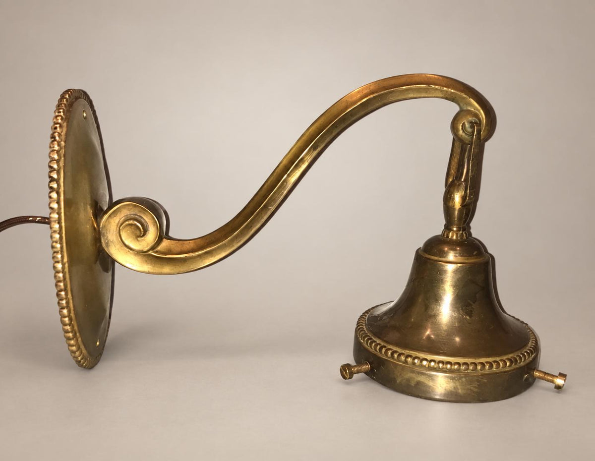 French Art Deco Brass Wall Sconce with Speckled Glass Globe