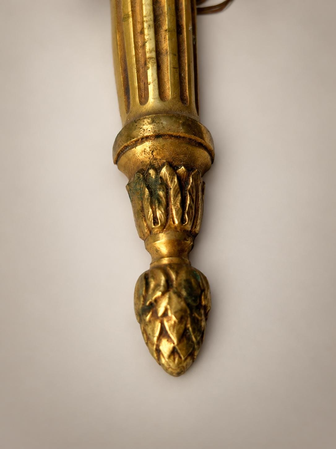 Pair of French Neoclassical Style Patinated Metal Two-Light Wall Sconces Mid 20th Century