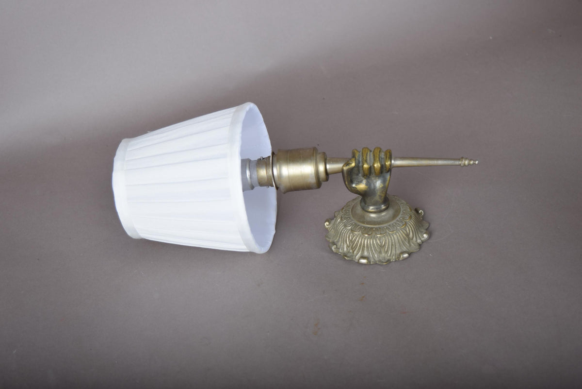 Gilt and Silvered Metal Wall Sconce, Hand-Form Candle Arm, Fluted Backplate