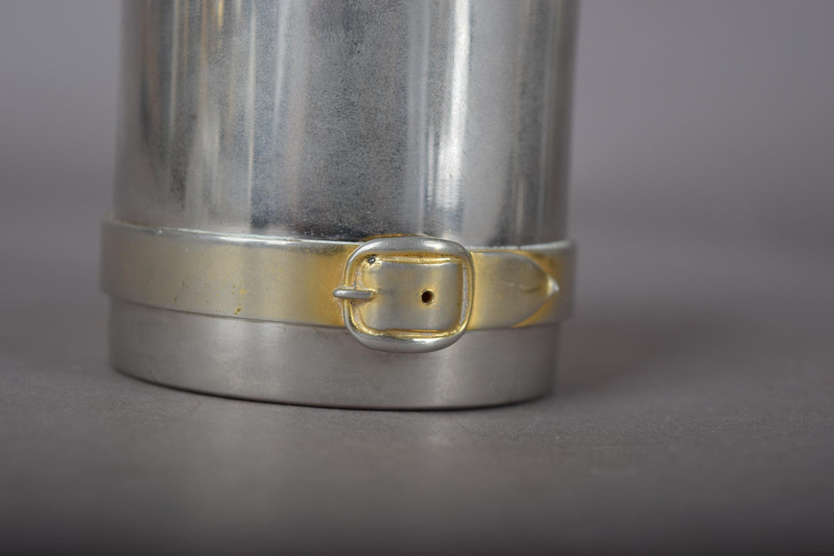 Vintage Gucci Table Lighter, Polished Steel and Brass Cylinder — Italy, circa 1970