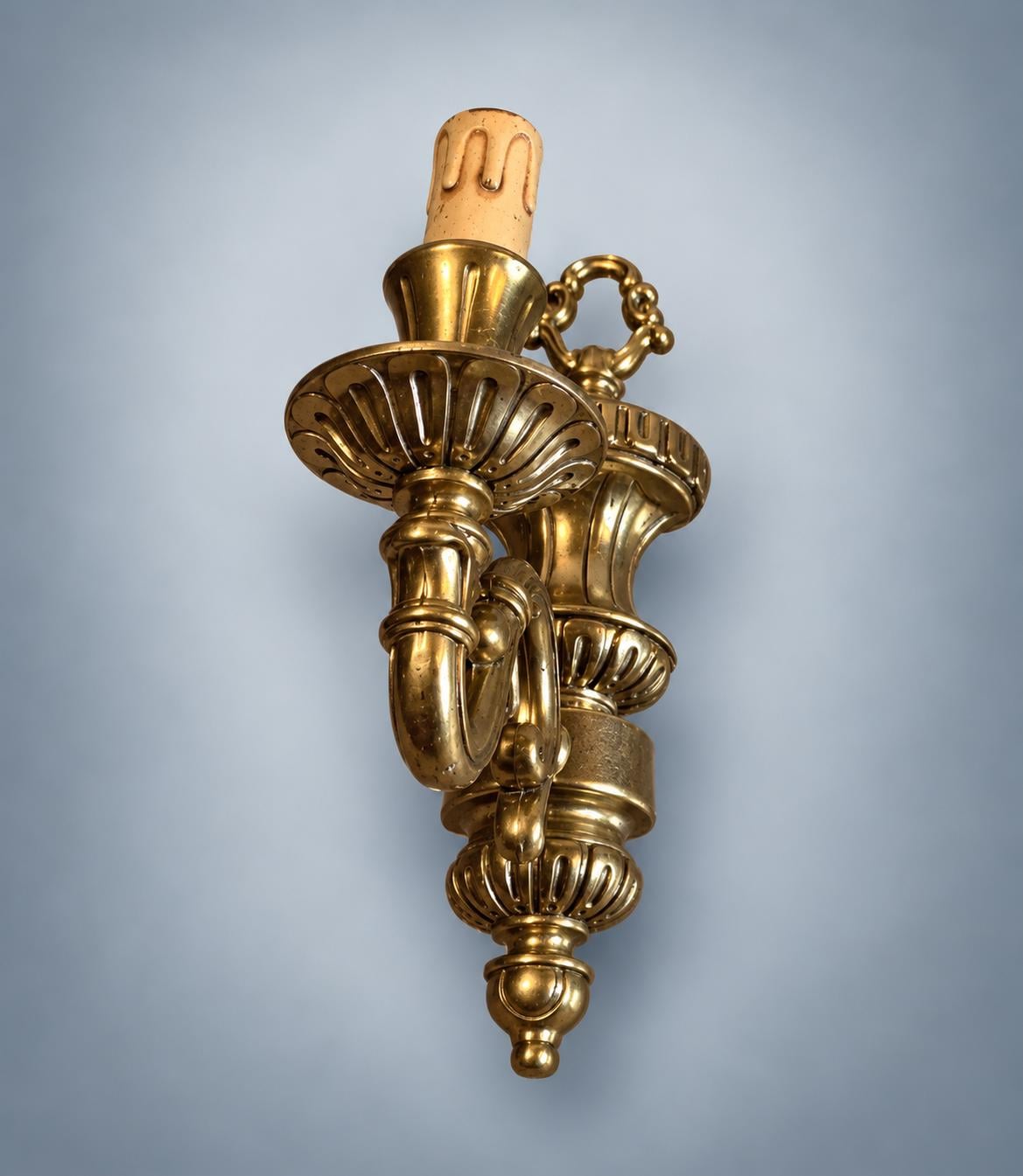 Pair of French Gilt Bronze Wall Sconces Rocaille Style — France, Vintage