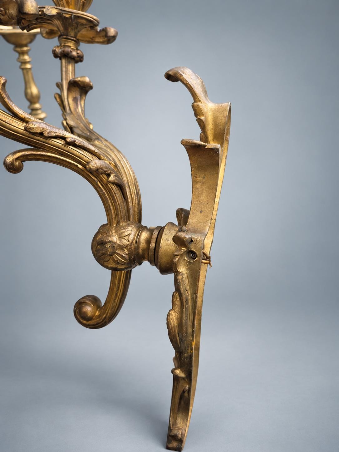 Pair of French Gilt Bronze Two-Arm Wall Sconces, Louis XV Rocaille — France, Early 20th Century