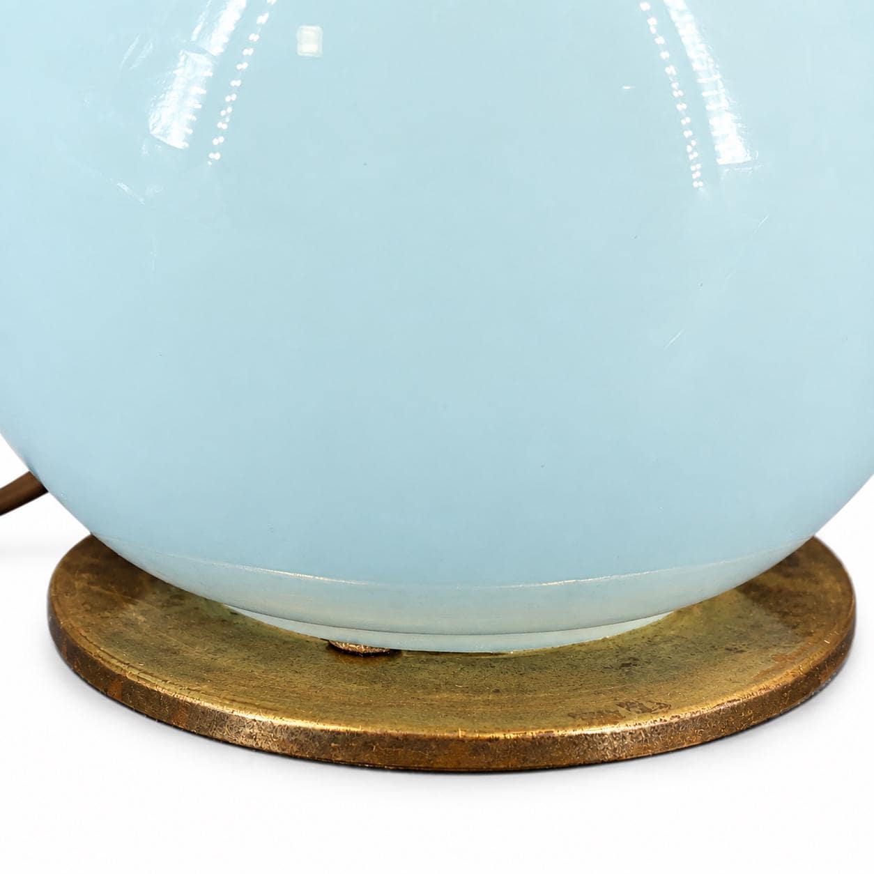 Italian Table Lamp, Zonca Blue Opaline Glass Globe Lamp — Italy, 1960s, Marked