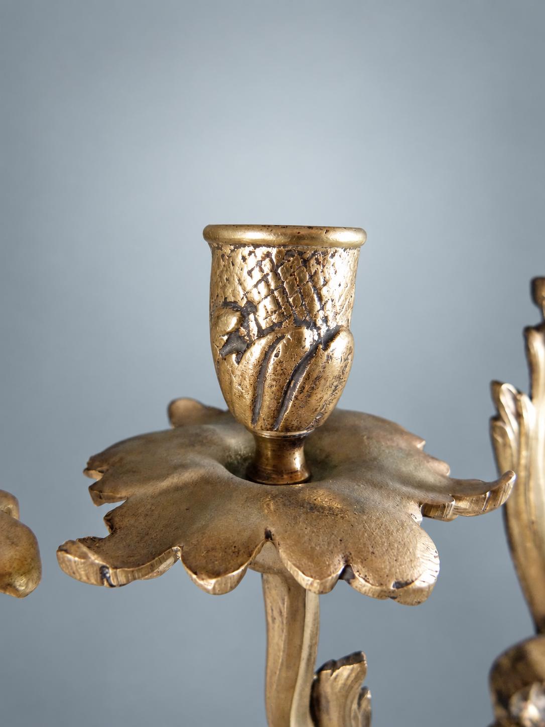 Pair of French Gilt Bronze Wall Sconces, Louis XV Rocaille, Unwired — France, Early 20th Century