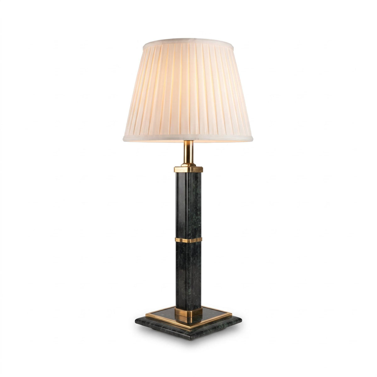Vintage Table Lamp, Robert de Schuytener, Black Column with Gilt Brass — Belgium, circa 1970