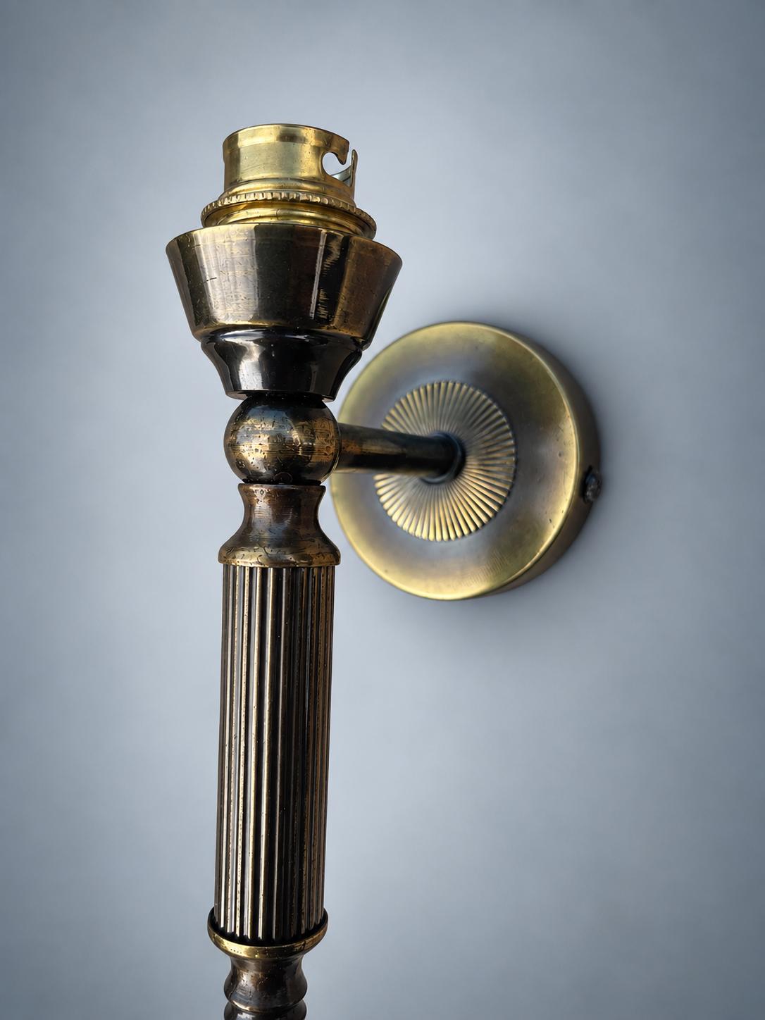 Pair of Patinated Brass Wall Sconces Mid-Century — 1960s