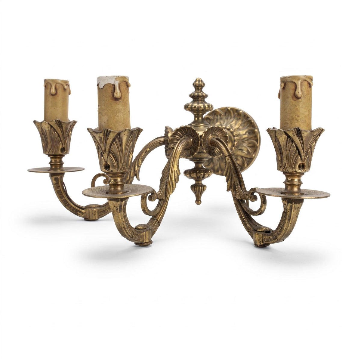 Pair of French Gilt Bronze Three-Arm Wall Sconces, Louis XV Style — France, Early 20th Century